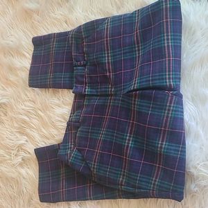 Merona Green Navy Plaid Stretch Classic  Capri Pants Size 10